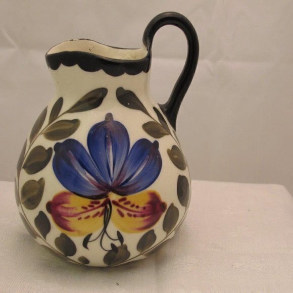 Erphila Art Pottery‎ Creamer Small Pitcher Floral Czech Slovakia Vintage - Picture 1 of 1